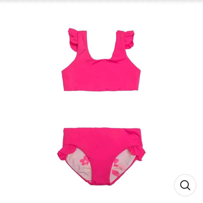 Top Selling Latest Two-Piece Baby Girls Bikini Children Dragon Fruit Pink Swimming Wear